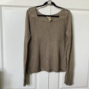 Y2K Cotton Ginny Lightweight Sweater Womens L Open Knit Crochet Transitional Vtg